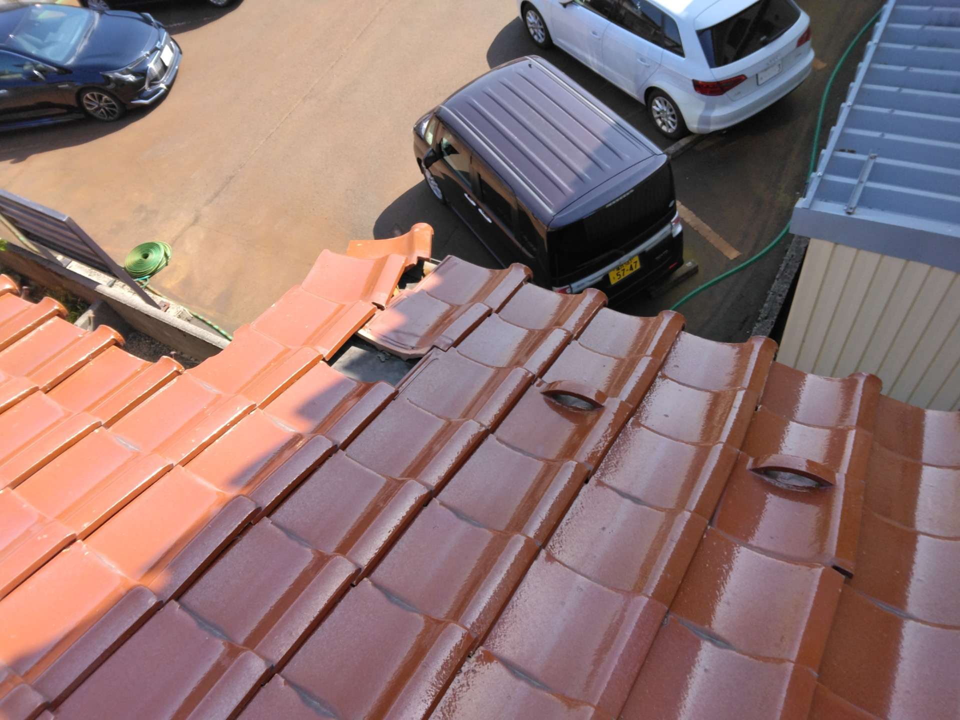鯖江市で屋根修理の現場調査に来ています